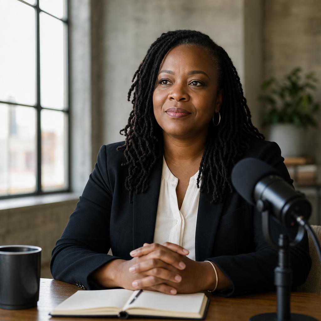 An executive speaking in a thoughtful interview setting